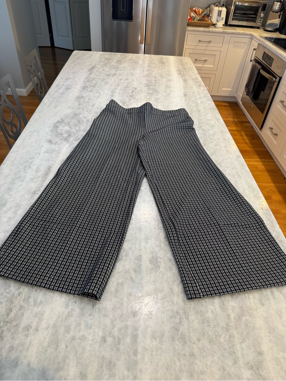 SPANX Black & White Wide-Leg Patterned Wide-Leg Pants